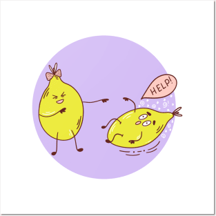 Funny Lemon Playing, Funny Lemon, Two Funny Lemon, Lemon Meme Posters and Art